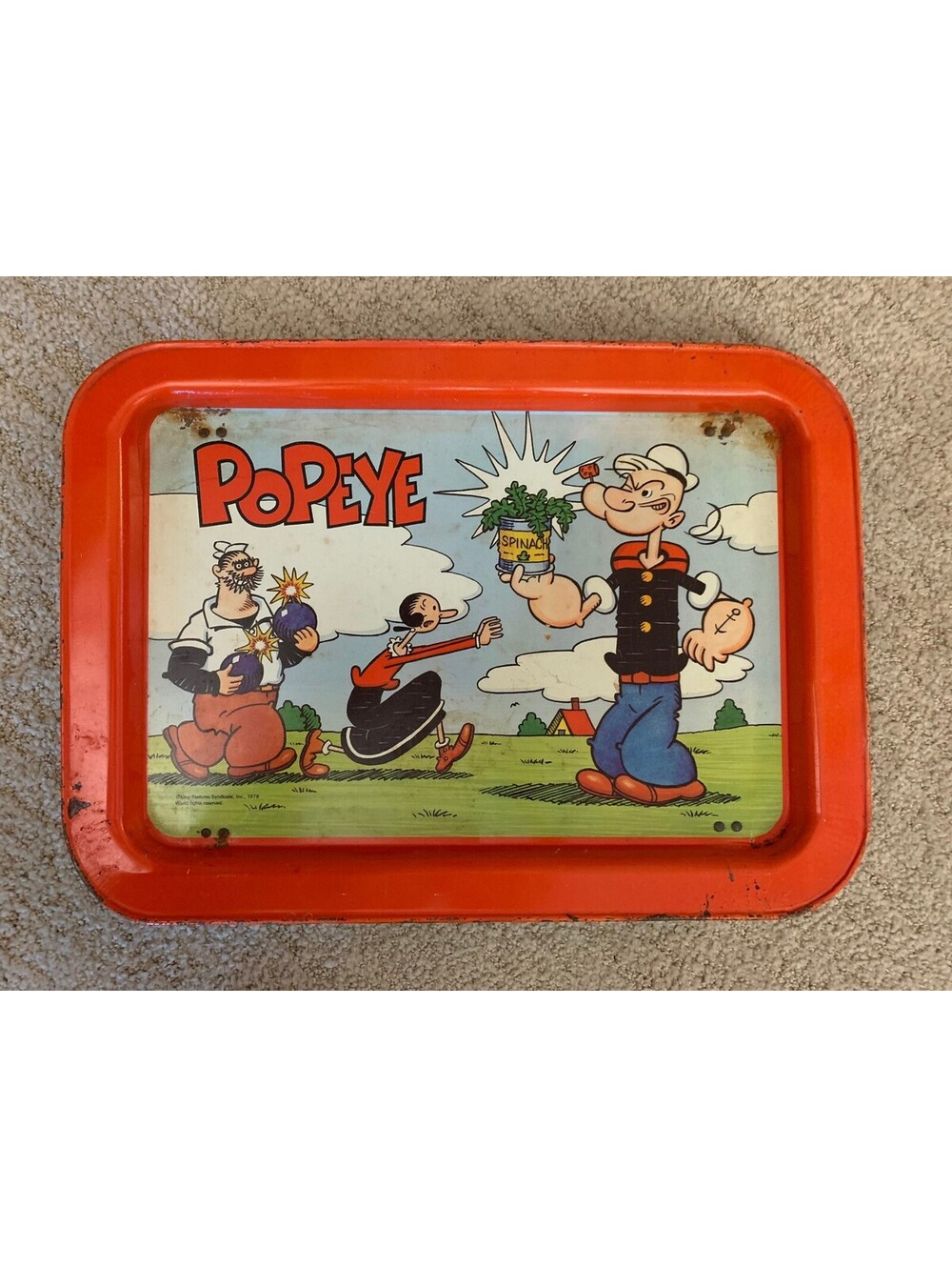 Vintage Popeye Folding TV Tray Table with Cartoon Design